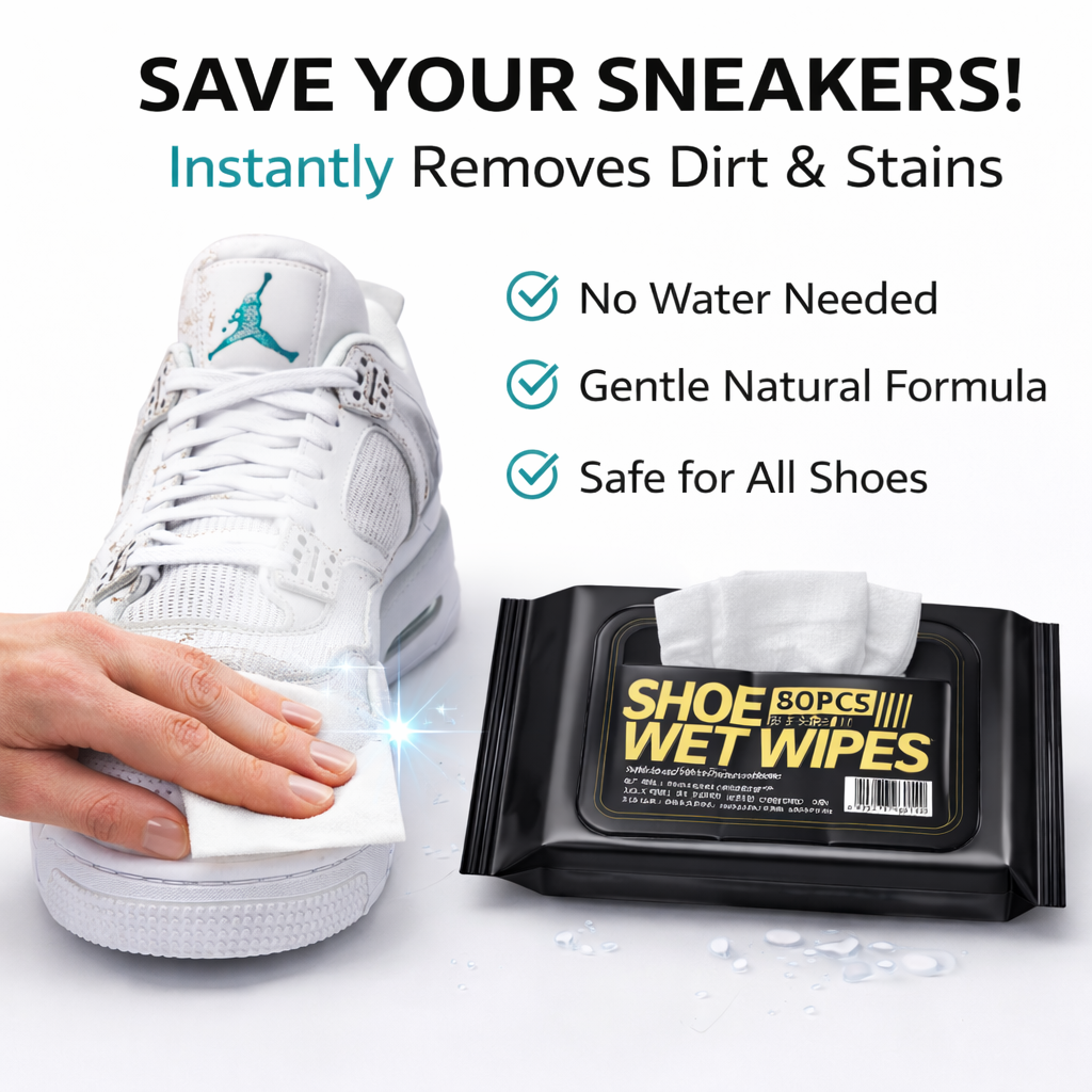 SneakerShine Natural Sneaker & Shoe Cleaner Wipes - 1 Pack of 80 Wipes